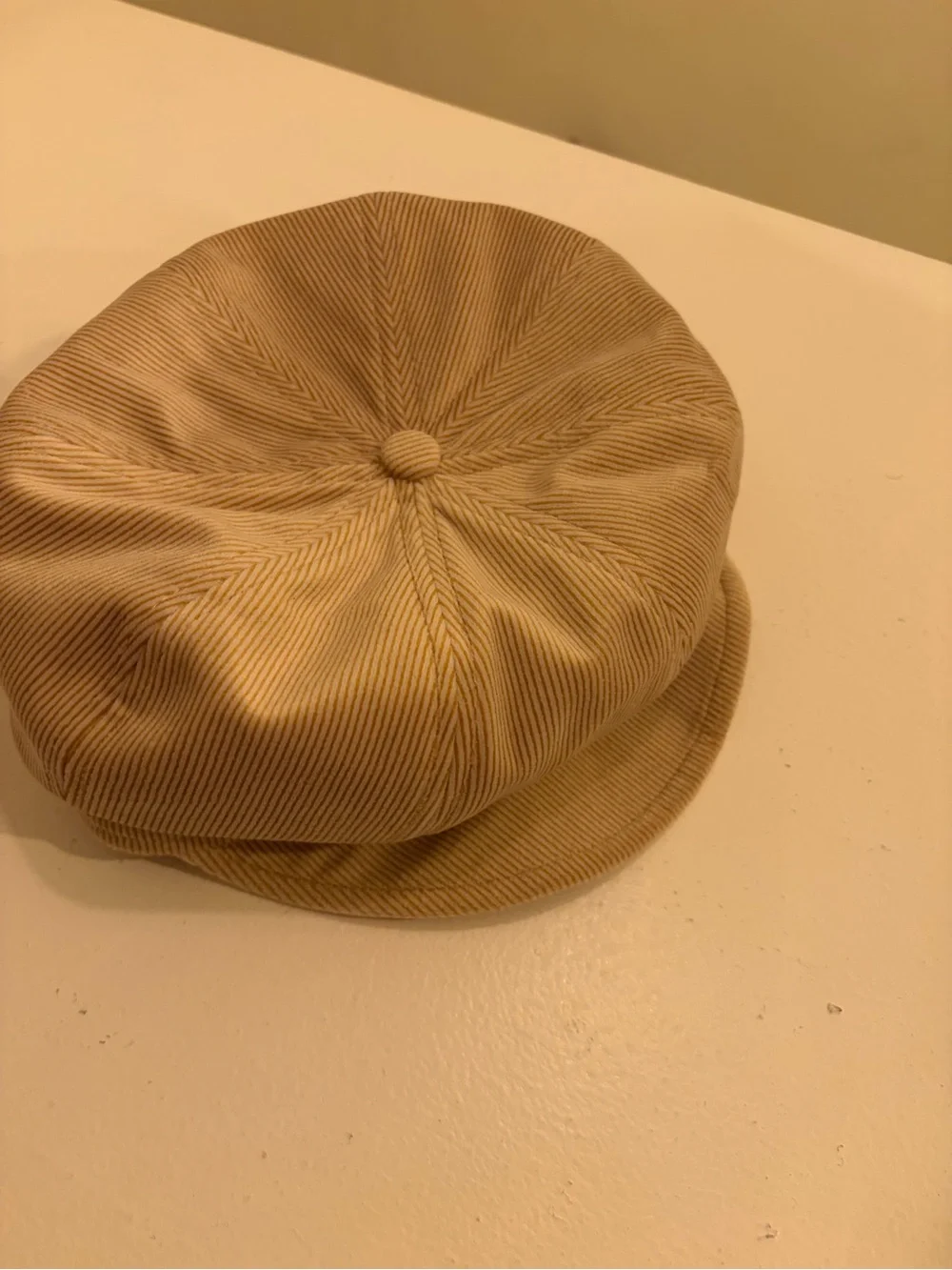 WYETH Beige Pinstripe Newsboy Baker Boy Cap One Size